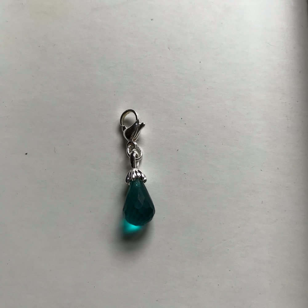 teal tear drop charm dangle